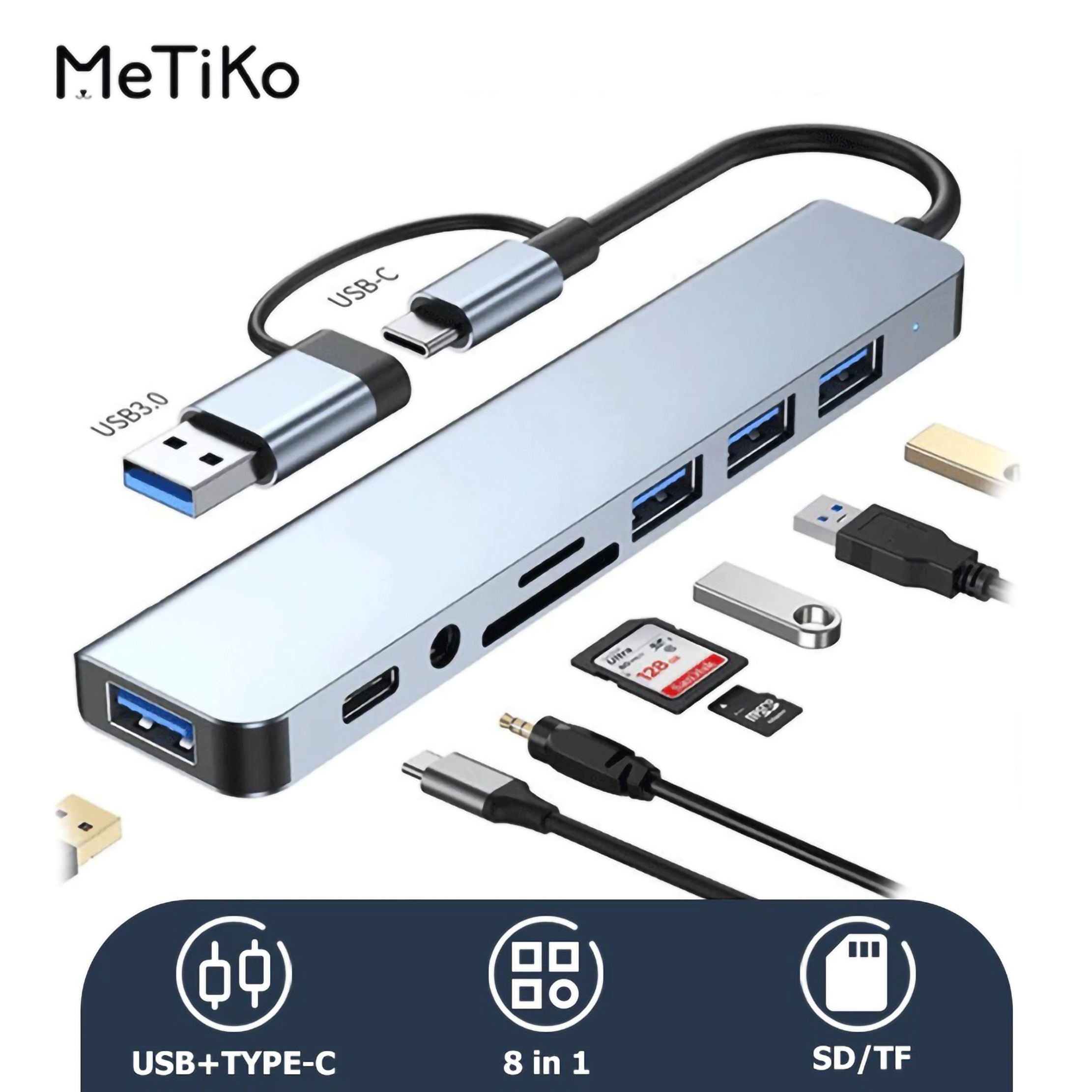 Metrindo Komunikasi MeTiKo 8-in-1 USB Type-C Hub ST-8in1