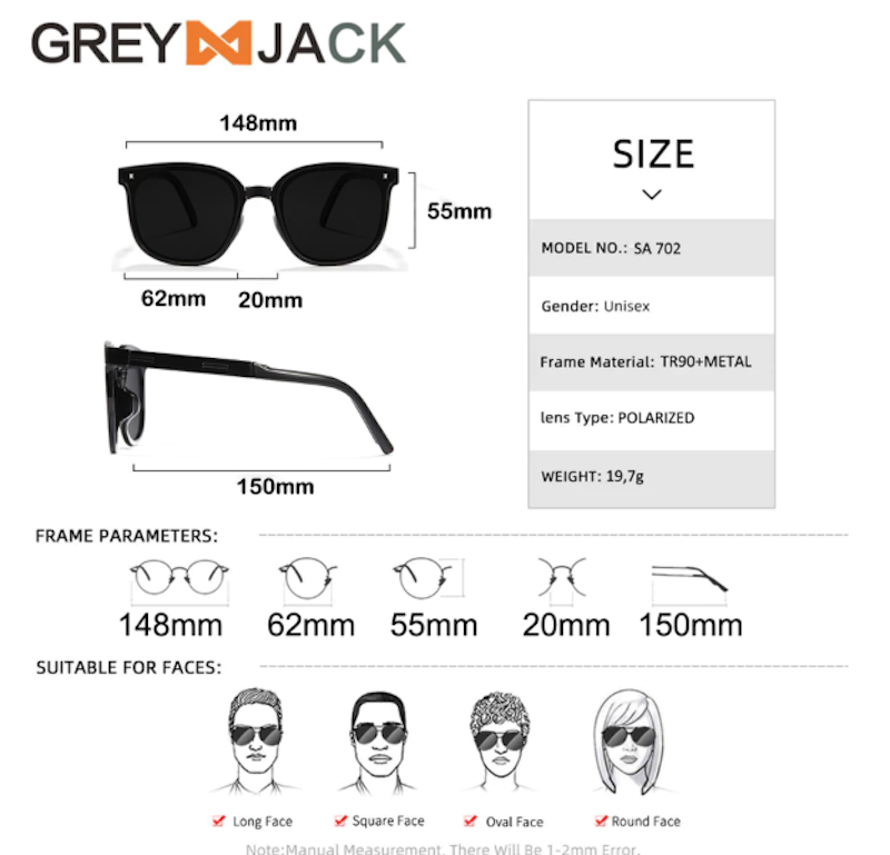 Grey Jack Sunglasses Foldable UV 4