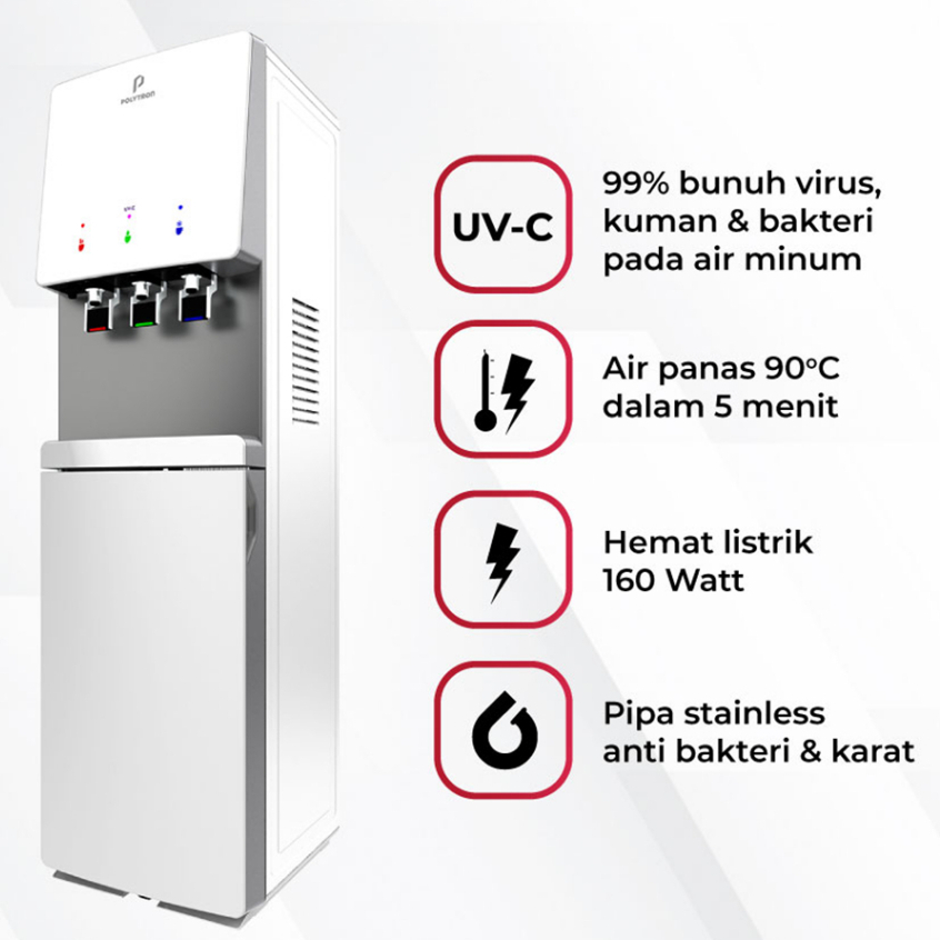 Hartono Istana Teknologi Polytron Dispenser Galon Bawah dengan UV-C Lamp PWC 778UV