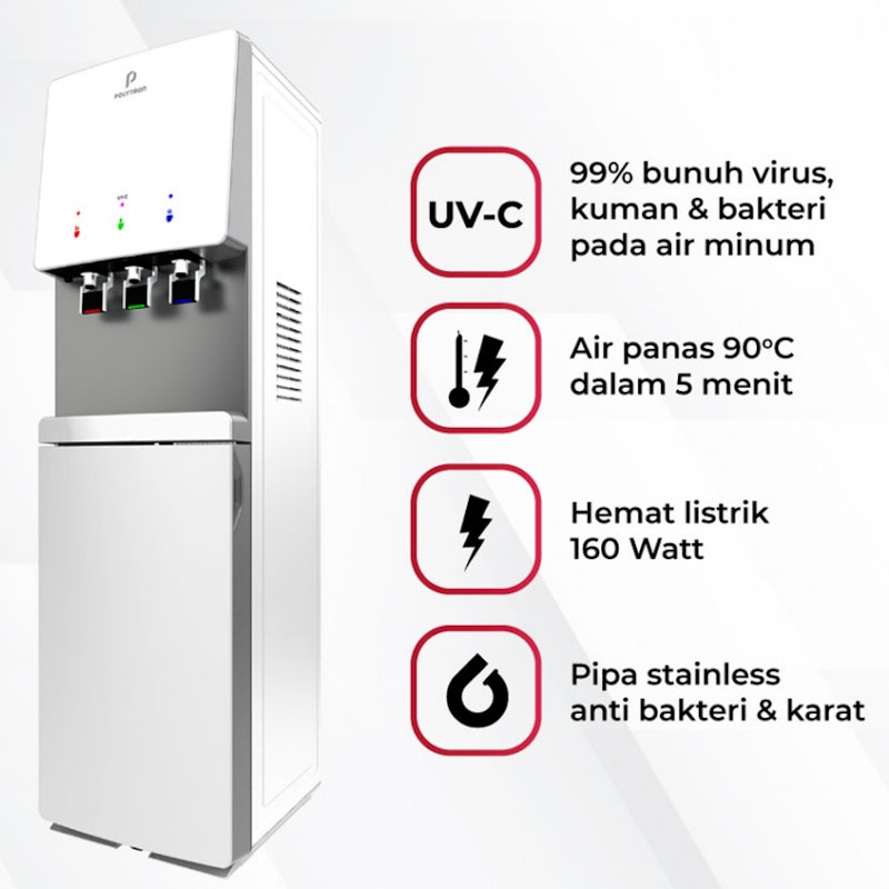 Polytron Dispenser Galon Bawah dengan UV-C Lamp 3