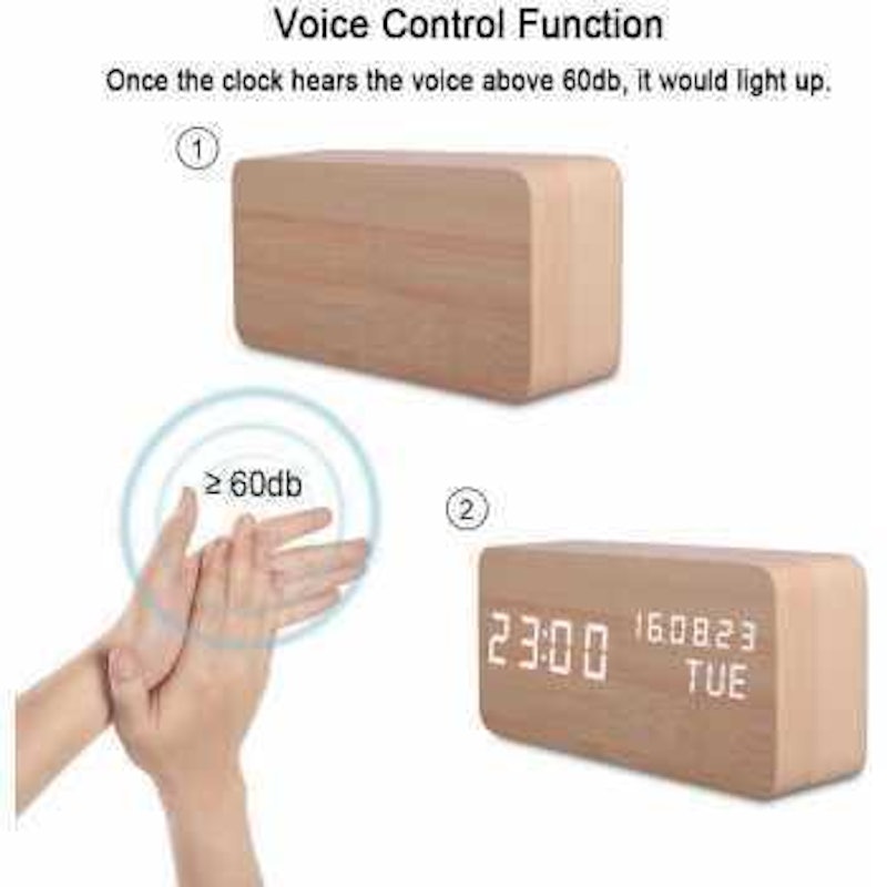 Jam Weker Alarm Digital Kayu 4