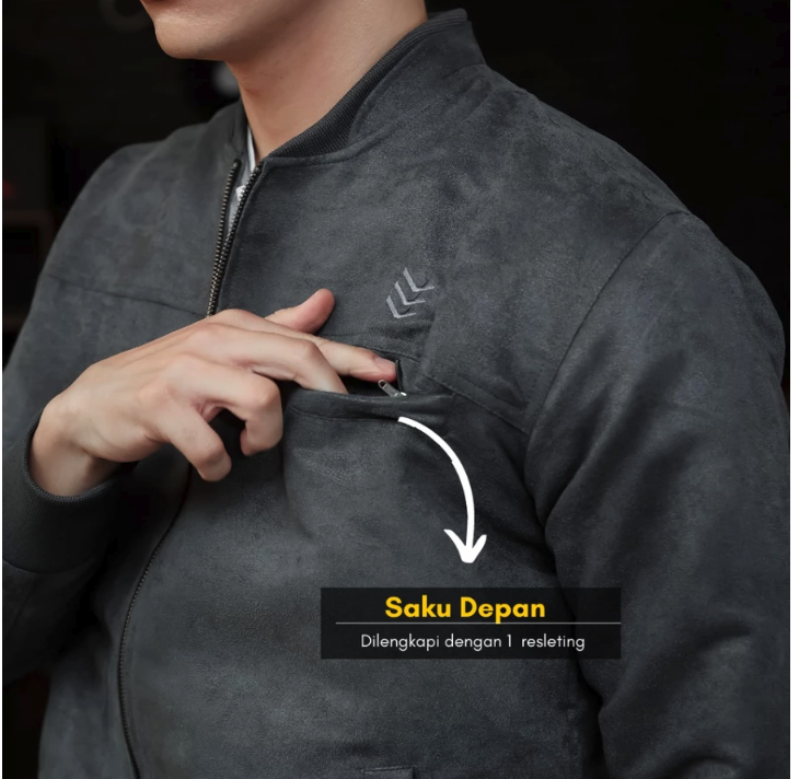Delibra Jaket Bomber Suede Pria Premium 3