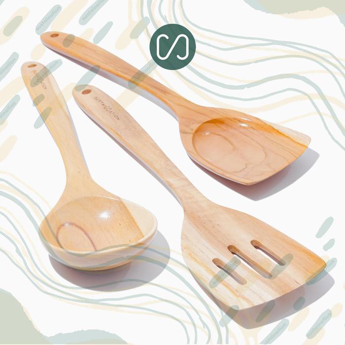 Sustaination Sustaination Alat Masak Kayu Jati Isi 3 pcs