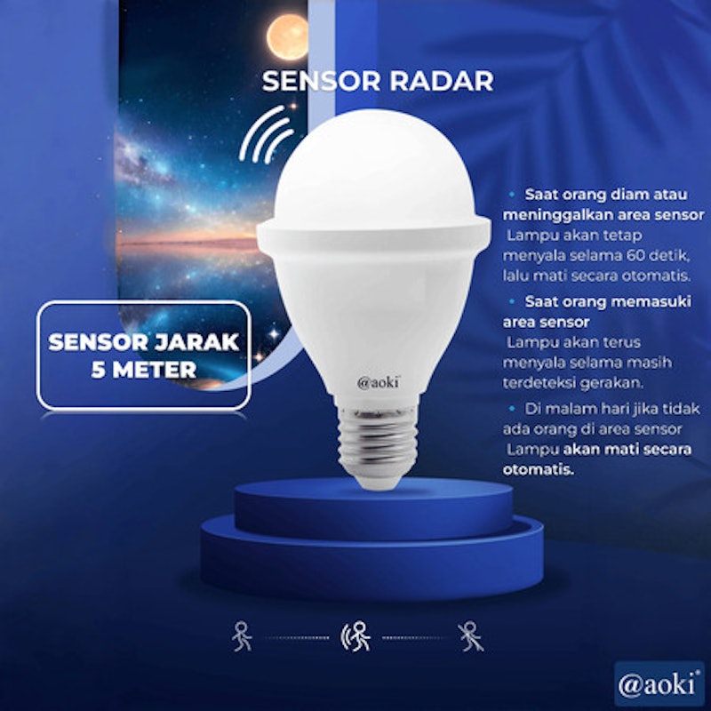 AOKI Lampu Bohlam LED Sensor Radar 10W 4