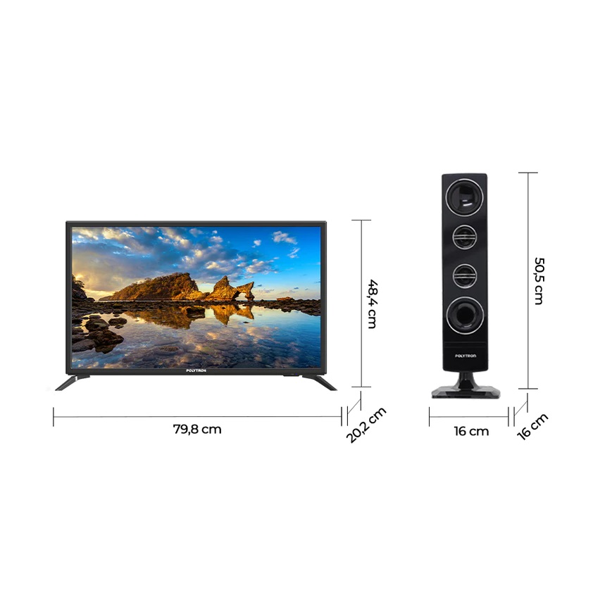 Hartono Istana Teknologi Polytron 32" Digital TV Speaker Tower PLD 32TV1855