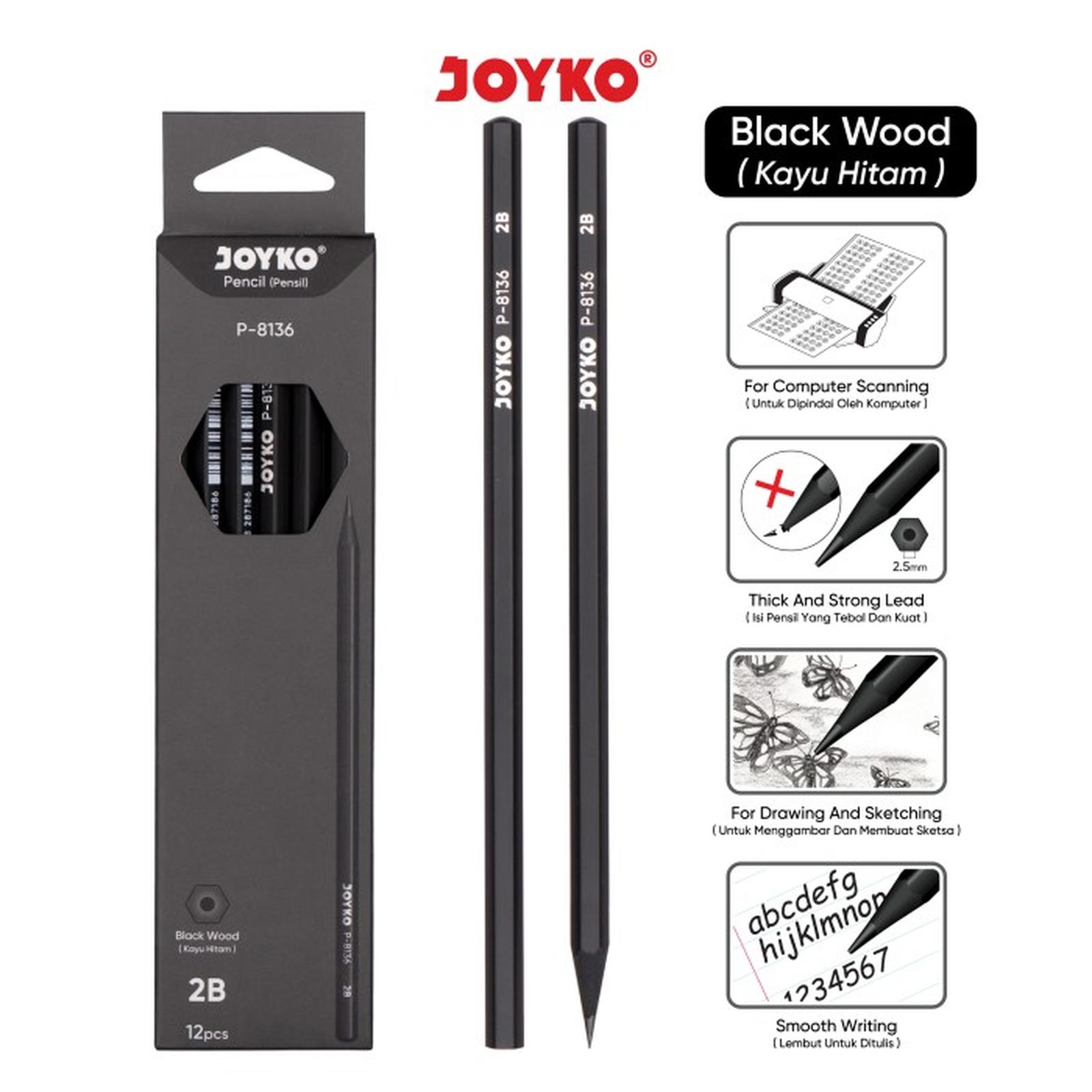 JOYKO Pensil Black Wood 2B P-8136