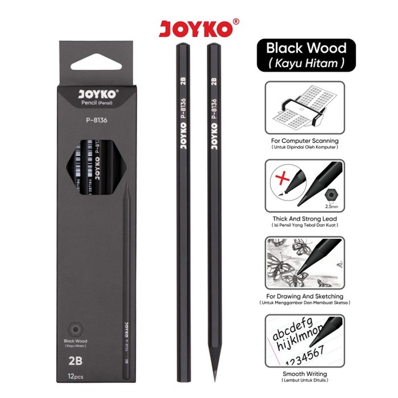 Pensil Black Wood 2B 4