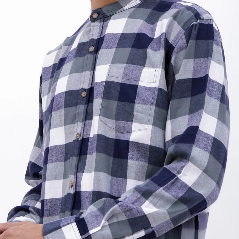 M231 Kemeja Pria Flannel Shanghai Oversized Panjang Hijau 3