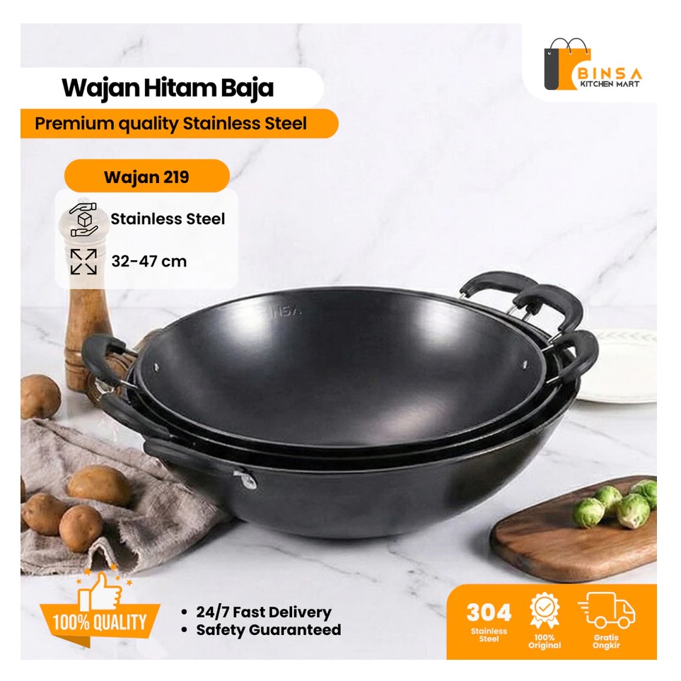 BINSA Wajan Hitam 219 32 cm 4