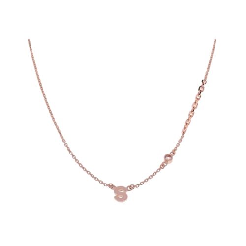 AyuGold Initial With Mini Bezel Chain Necklace 17k Rose Gold