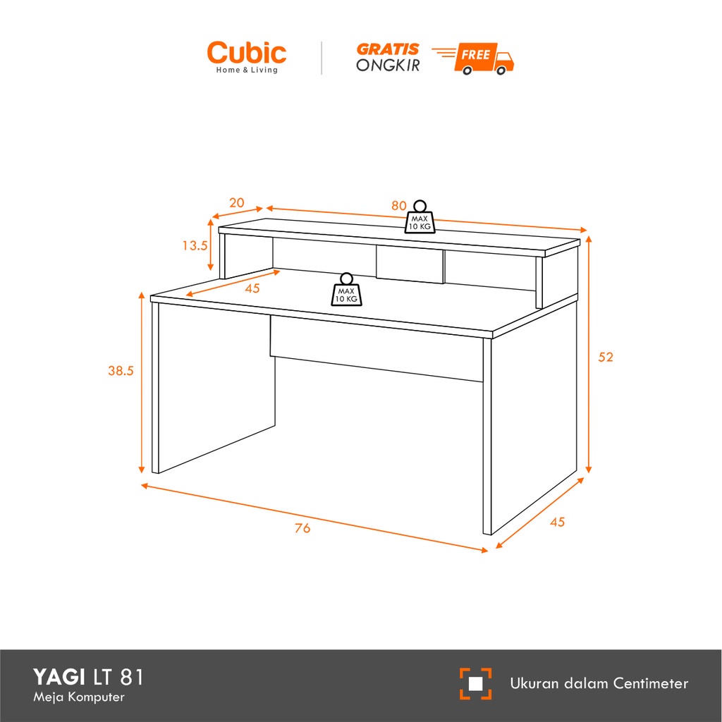 Cubic Home Living Cubic Meja Kerja Lesehan YAGI LT 81