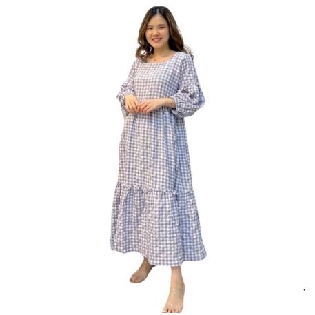 Long Dress Vintage Ethnic Crincle 