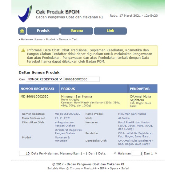 Amal Mulia Sejahtera Minuman Sari Kurma Al Jazira 
