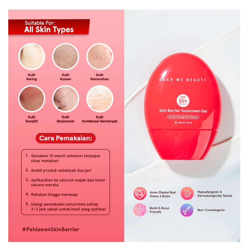 Garland Cantik Indonesia Dear Me Beauty Skin Barrier Physical Sunscreen SPF 50 PA++++