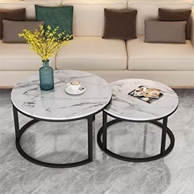 BengkelKita.id Meja Tamu Minimalis Bulat 1 Set