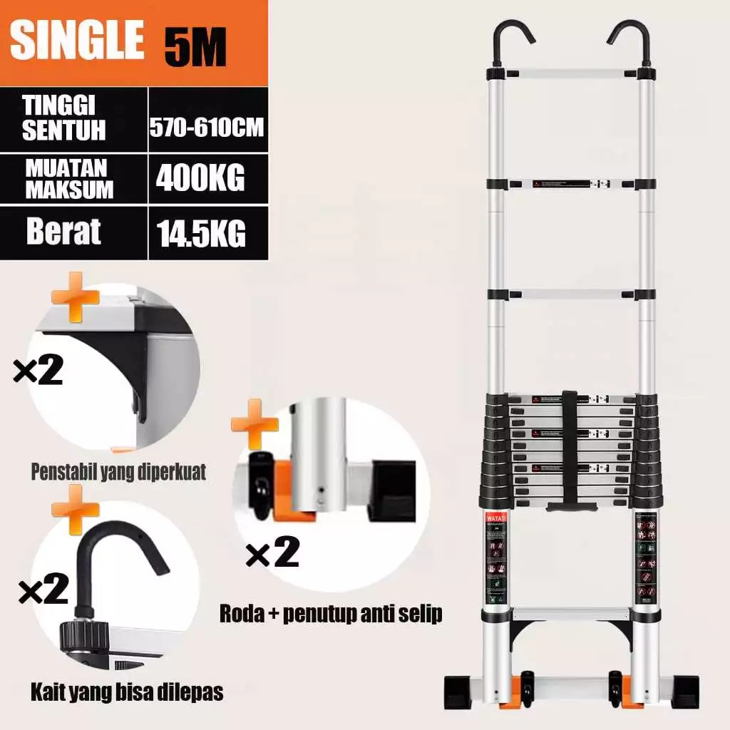 WOLEC WOLEC Tangga Lipat Teleskopik 5M