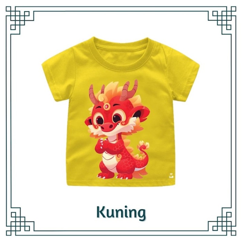 Kaos Bayi Anak Dan Dewasa Series Imlek Red Cute Dragon 2