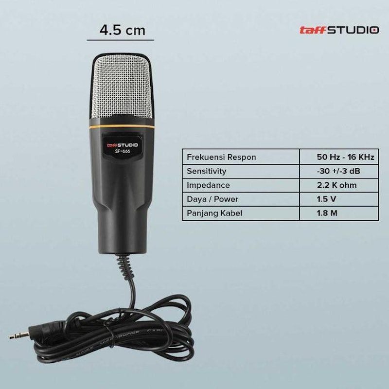 TaffSTUDIO Mikrofon Kondenser 3.5 mm Omnidirectional Podcast with Stand SF-666 4