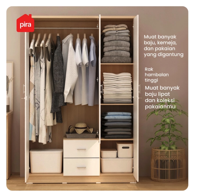 Pira Home Pira ASTA 3PL Lemari Pakaian 3 Pintu