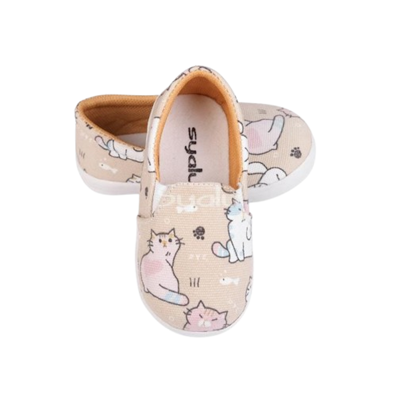 Syalu Sepatu Slip On E01 Kucing Cream 1