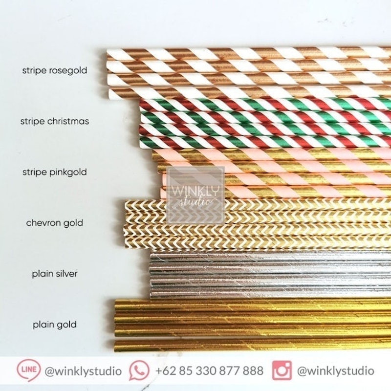 Sedotan Kertas Motif Metalik 4
