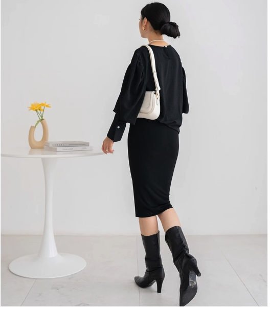  NZINGA Lilian Rok Span Polos Slim Fit Hitam