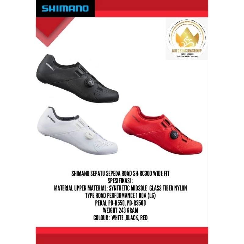 Shimano Shimano Sepatu Sepeda Road Wide Fit SH-RC300 