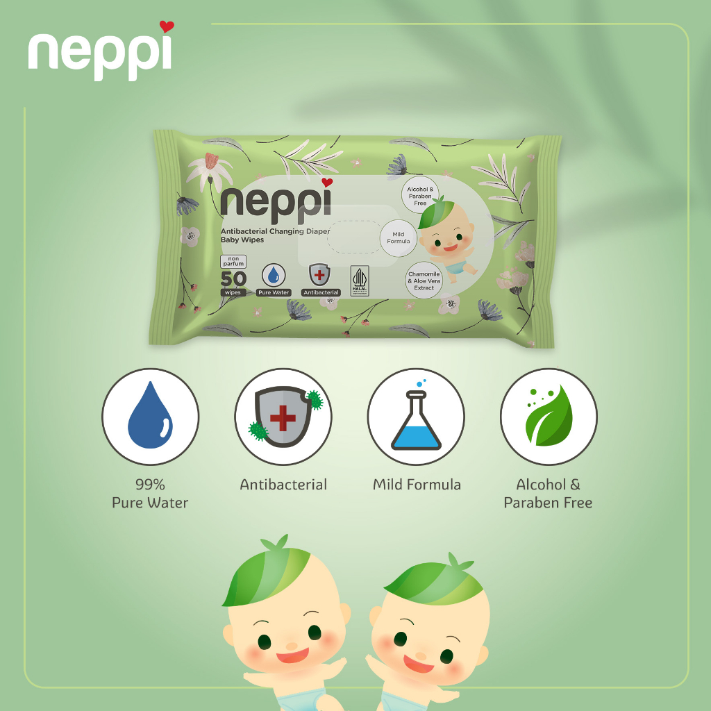 Mega Intra Sejahtera Neppi Antibacterial Changing Diapers Baby Wipes