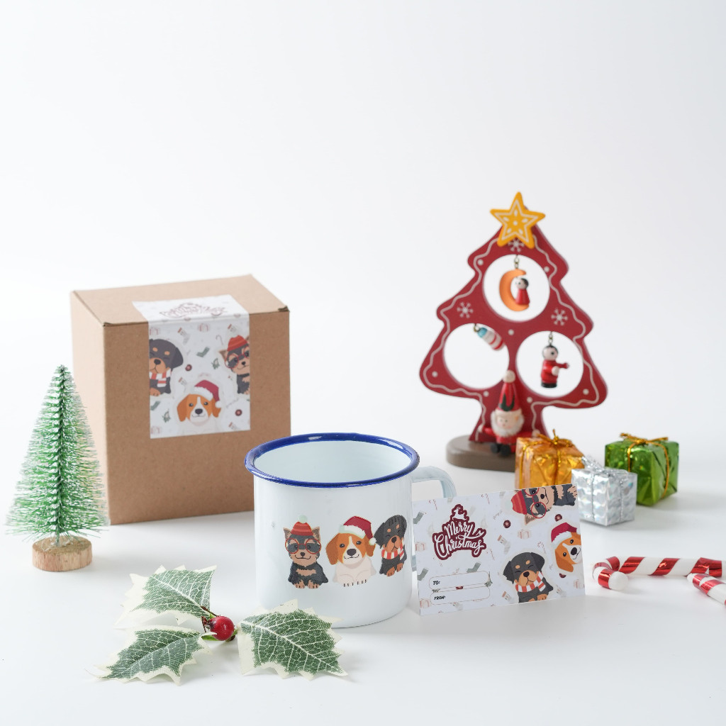Seruni Living Hampers Mug Enamel Kaleng Motif Natal
