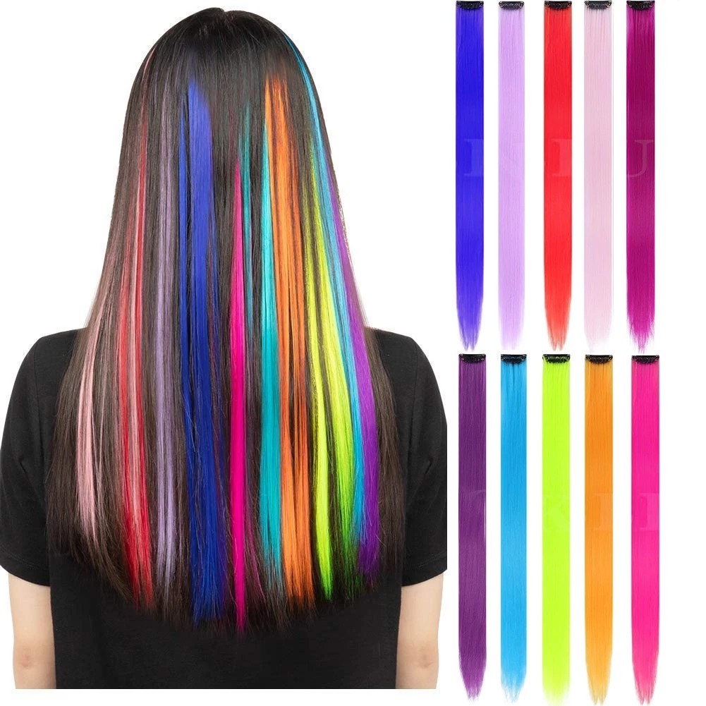  Hair Clip Wig Colour Highlight Ungu 55 cm