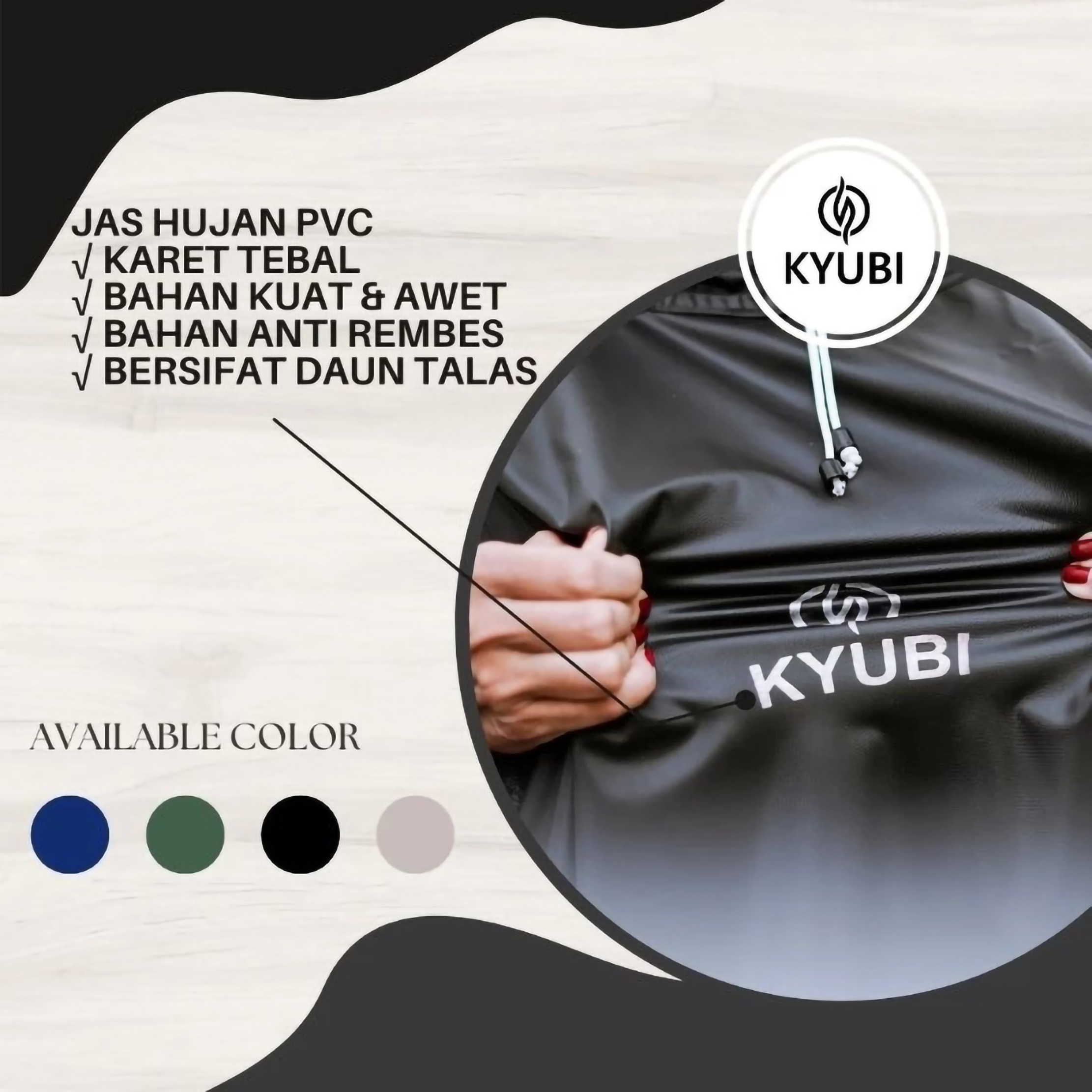  Kyubi Setelan Jas Hujan Ponco+Celana