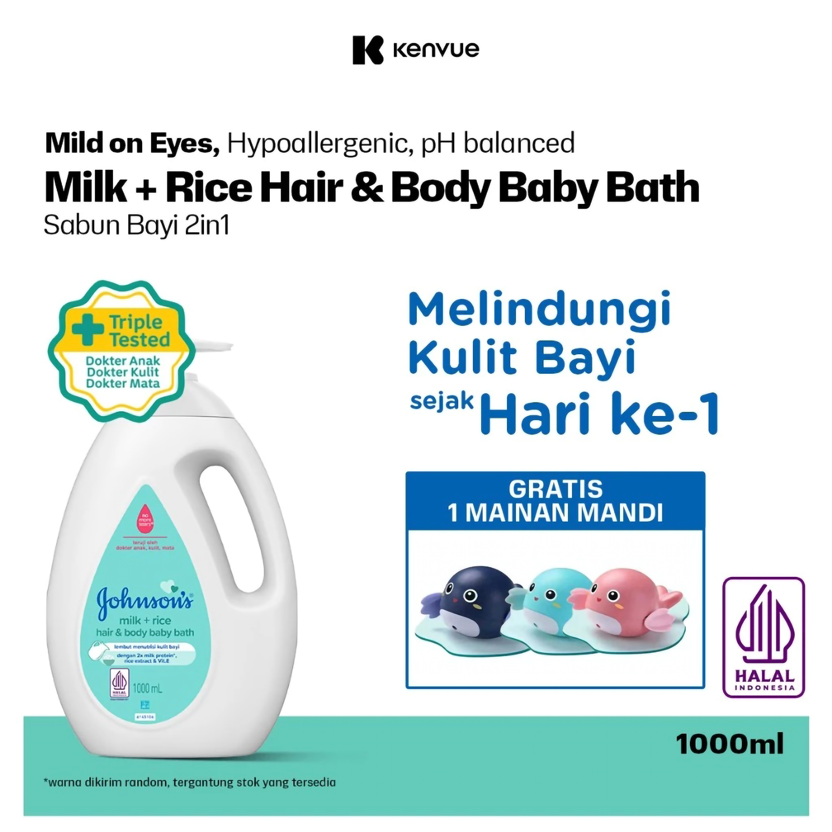 Johnson & Johnson Indonesia Johnson's Baby Milk + Rice Hair & Body Baby Bath