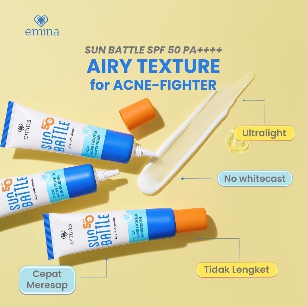 Paragon Technology and Innovation Emina Sun Battle Airy Sun Serum Cica Acne Fighter Sunscreen