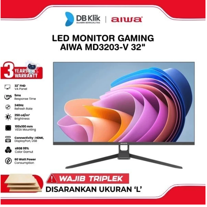 Aiwa Aiwa LED Monitor Gaming MD3203-V