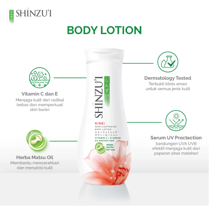 Shinzui Skin Lightening Body Lotion with Vitamin C + E Serum Kirei 210 ml 3