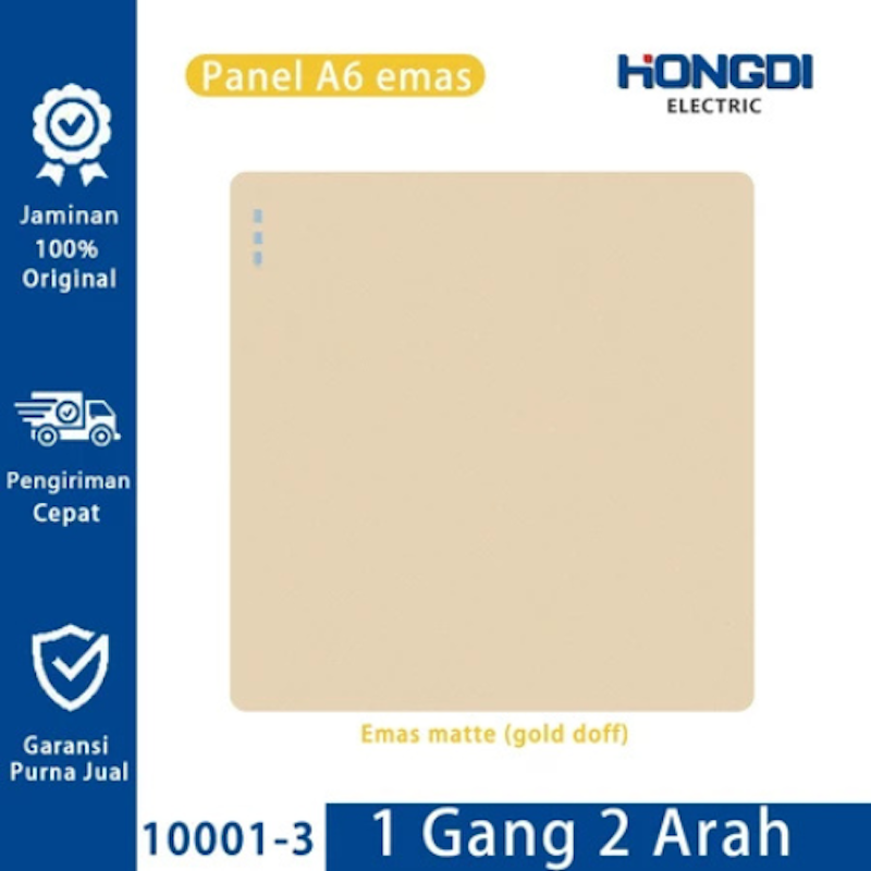 Hongdi Sakelar Lampu 1 Gang 2 Arah Champagne Gold Matte
