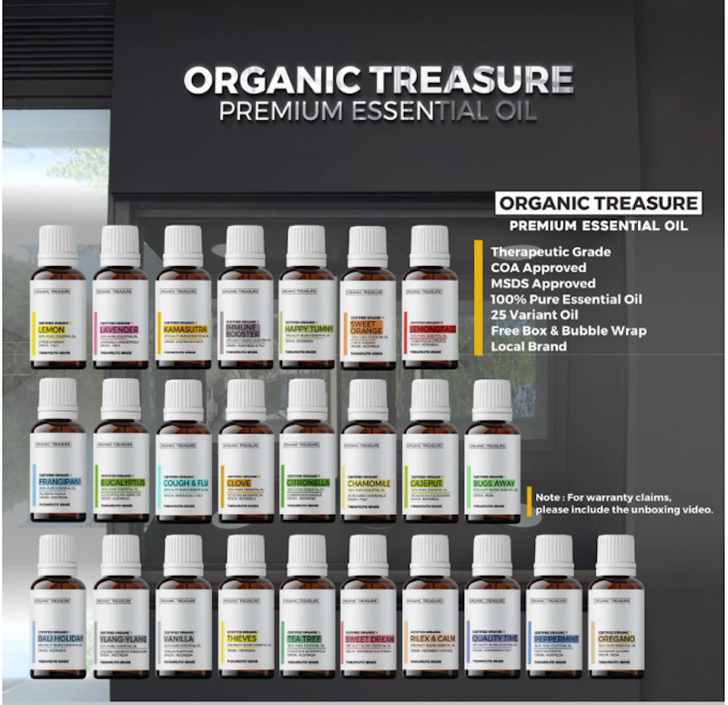 Organic Treasure Humidifier Packaged + Free 4 Essential Oil 4