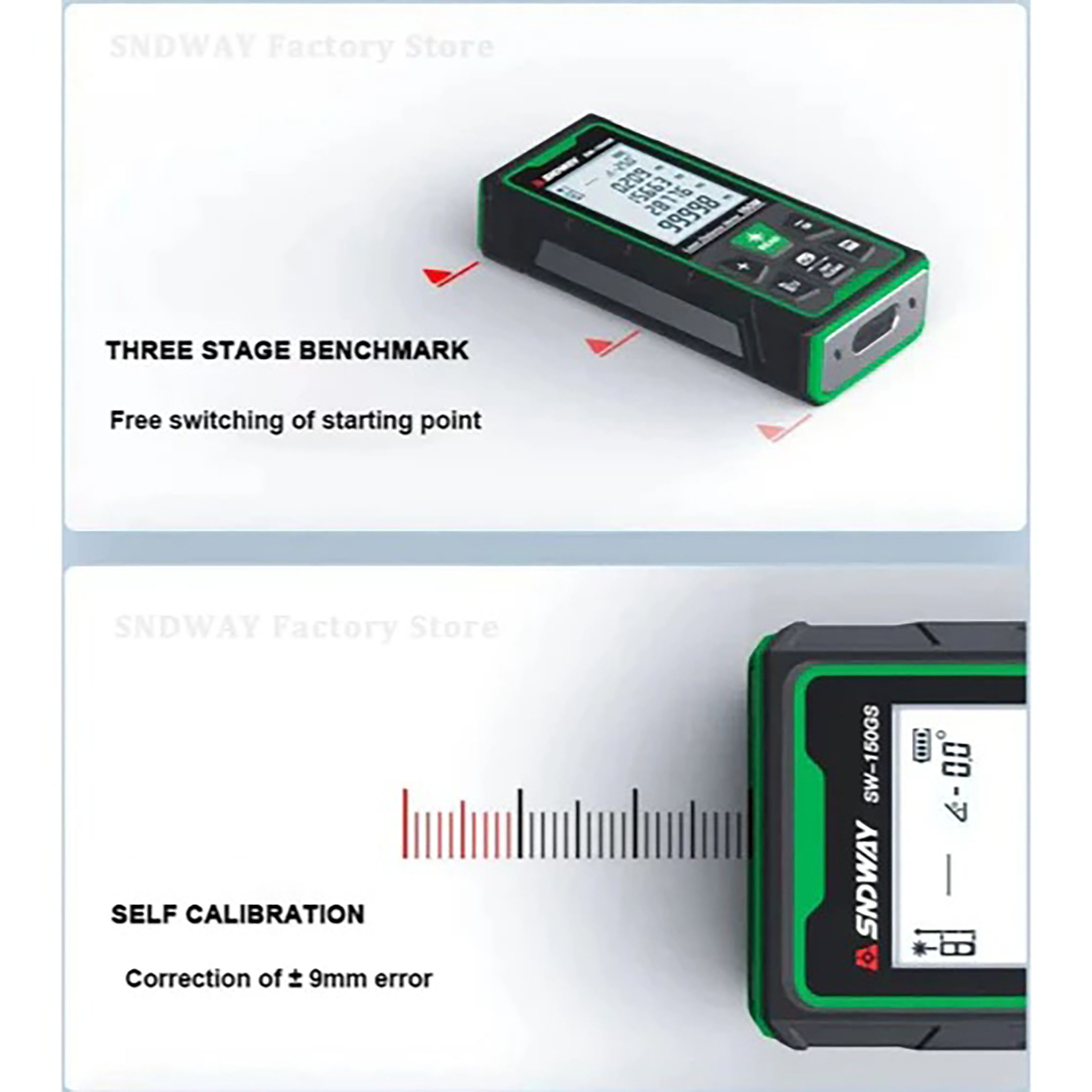 Dongguan Sndway Electronic SNDWAY Meteran Digital Green Laser SW-50G