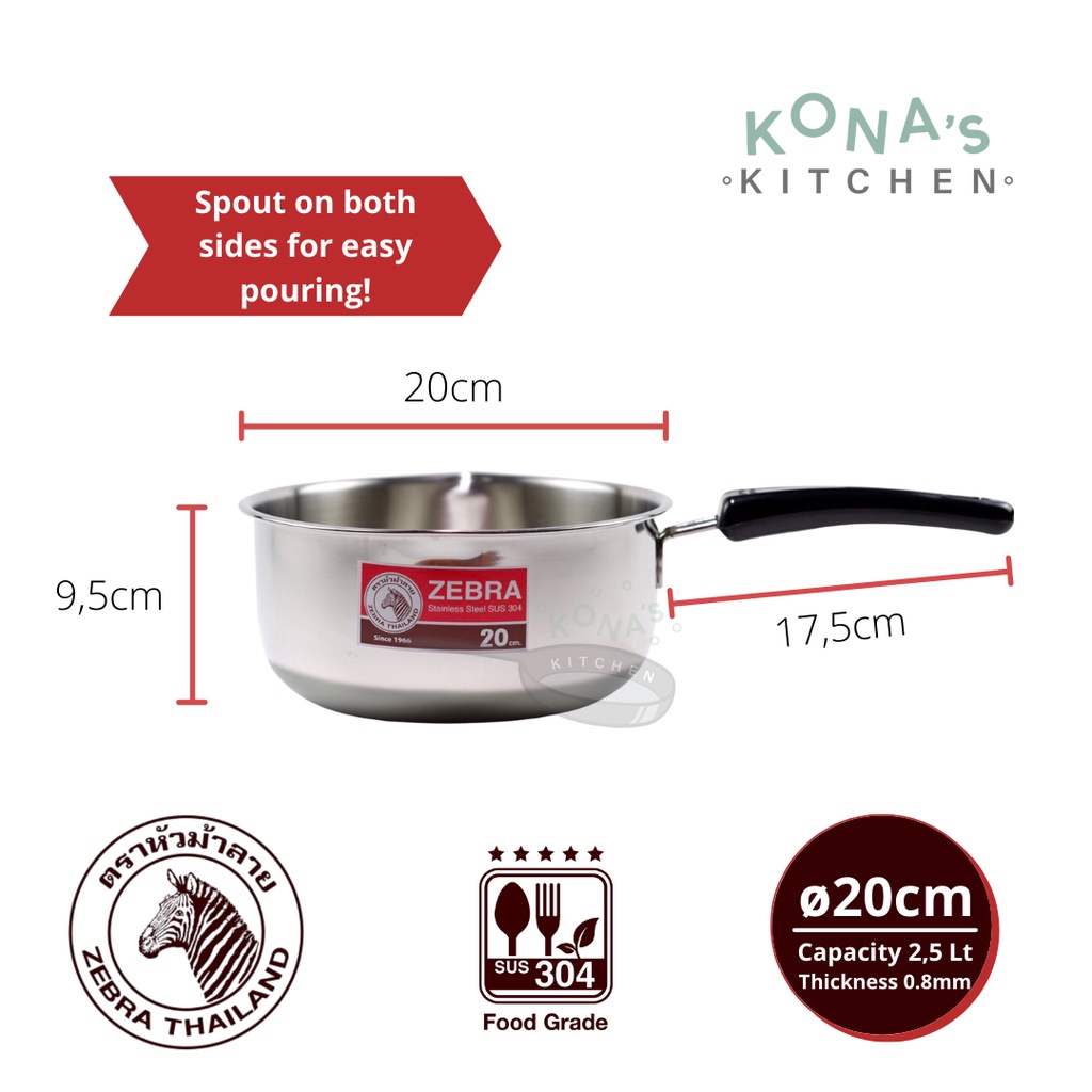  ZEBRA Sauce Pan Stainless Steel 20 cm 166306