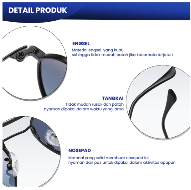  IOOI Eyewear Kacamata Aviator Polarized 7009