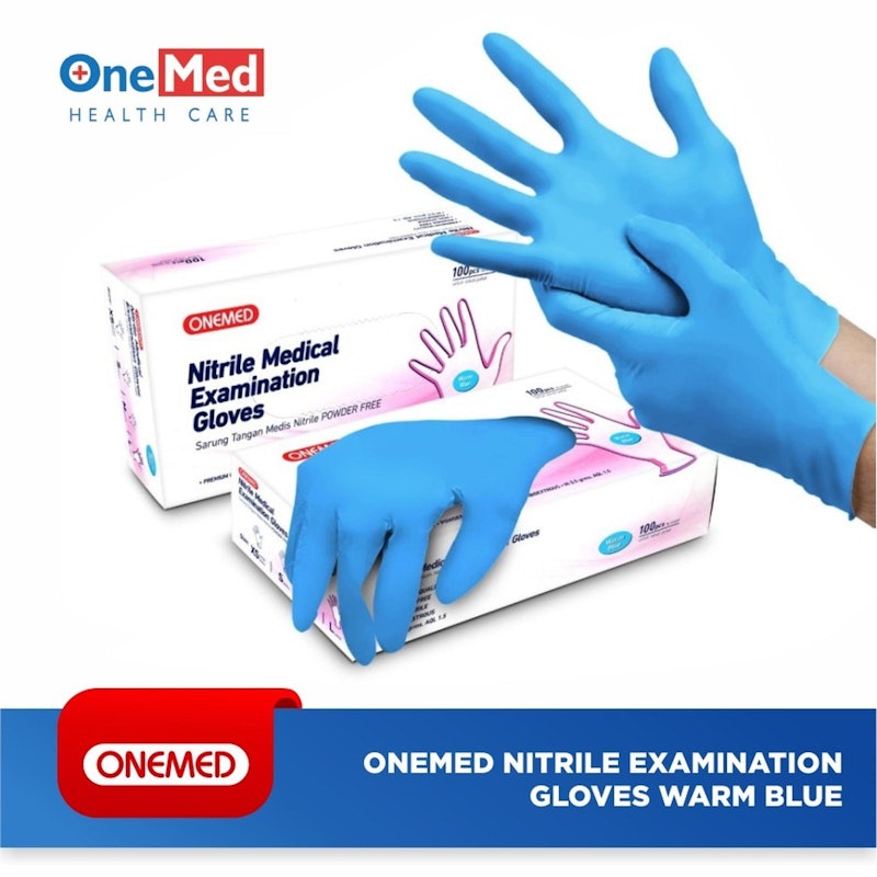 OneMed Nitrile Medical Examination Gloves Warm Blue 3