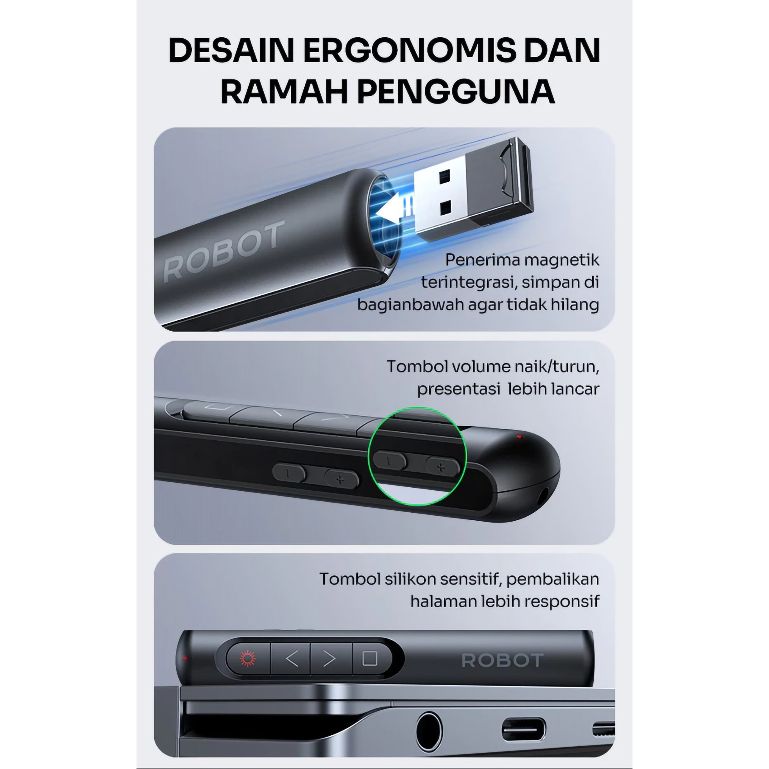 Wook Global Technology Robot Laser Page Pointer Presentation RLP-01