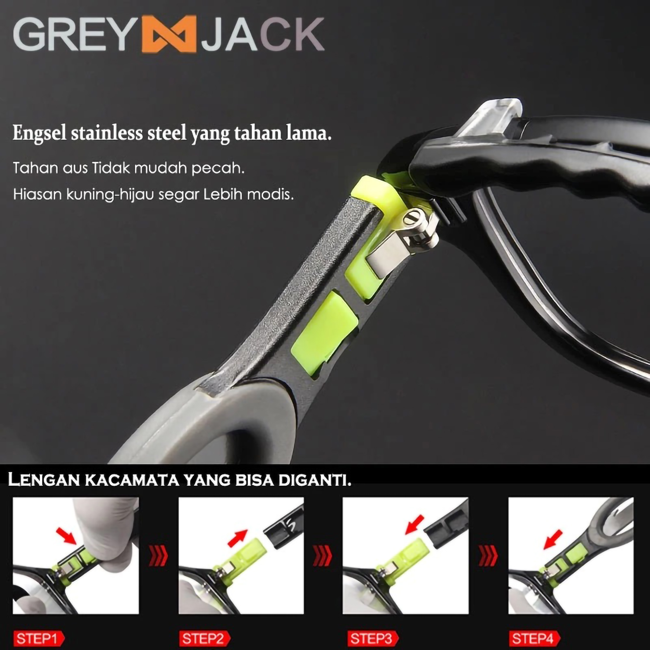 Grey Jack Eyewear Grey Jack Frame Kacamata Olahraga 2in1