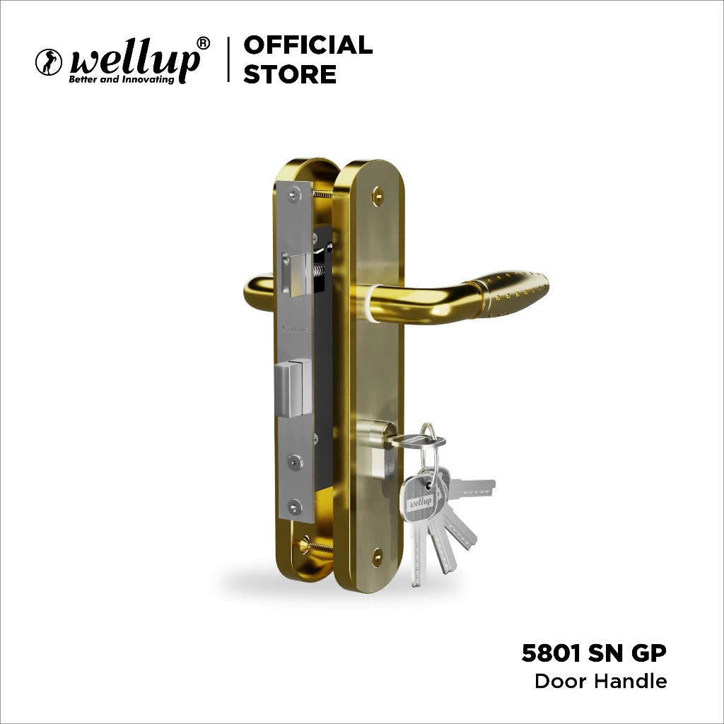  Wellup Gagang Kunci Pintu Rumah Minimalis Set HP 5801 GP Tanggung