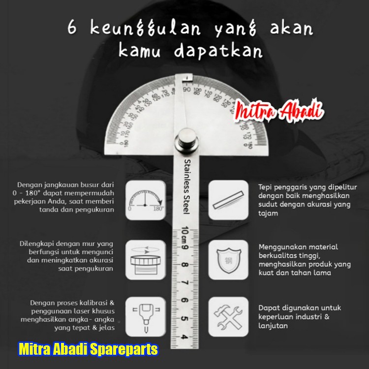 JIAN YI Stainless Steel Protractor Angle Ruler