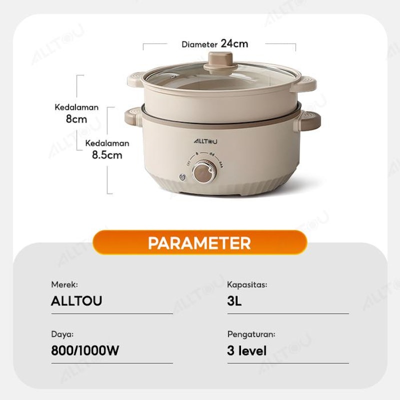 ALLToU Panci Listrik Serbaguna 3L 5