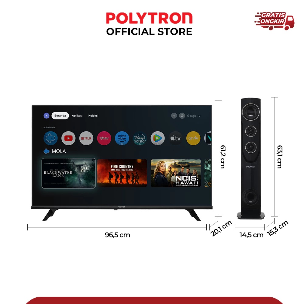 Hartono Istana Teknologi Polytron Smart Cinemax Android TV 43 inch PLD 43TG5055