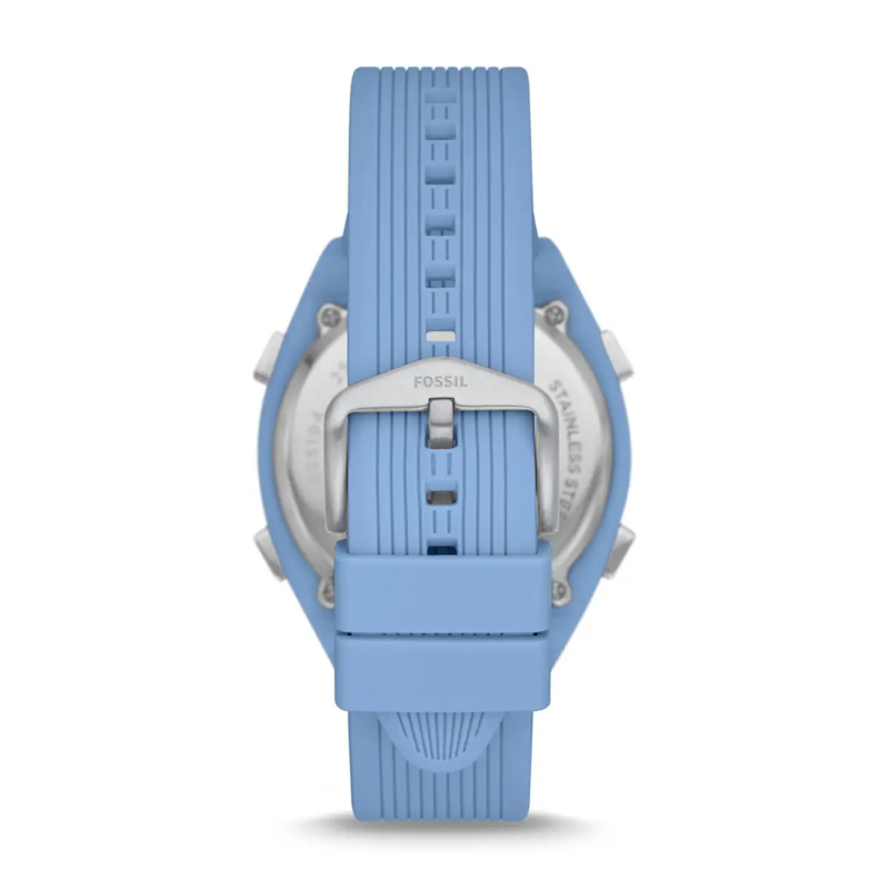 Everett Solar-Powered Digital Blue Silicone Watch 4