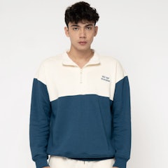 Half Zip Mock Neck Fleece Back On Track Biru