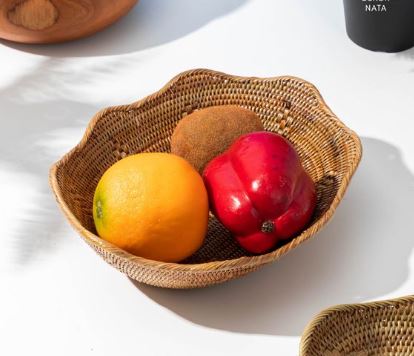 Lore Rattan Set/ Nampan Rotan Bunga/ Tempat Buah Serbaguna